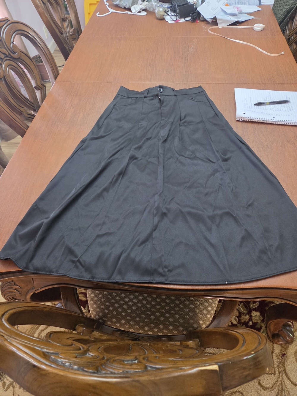 Women's A-Line Black Skirt with Button Waist